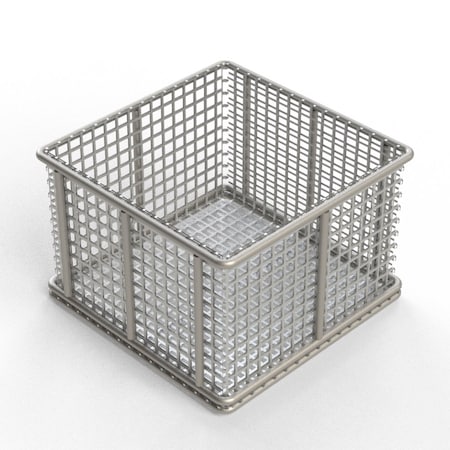 Anysizebasket Rectangular Wire Mesh Basket: 6Lx6Wx4H, 304 SS, 3/16 Rod Frame, No Handles, Mesh: 2 x .063 TMT-060060040-N02S